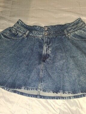 Scoop Denim Mini Double WB Skirt - Dark Acid Wash